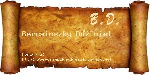 Bercsinszky Dániel névjegykártya